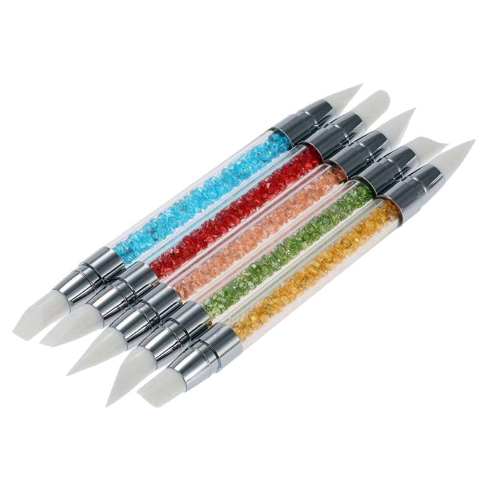 قلم طراحی ناخن سیلیکونی دو سر مجموعه 5 عددی